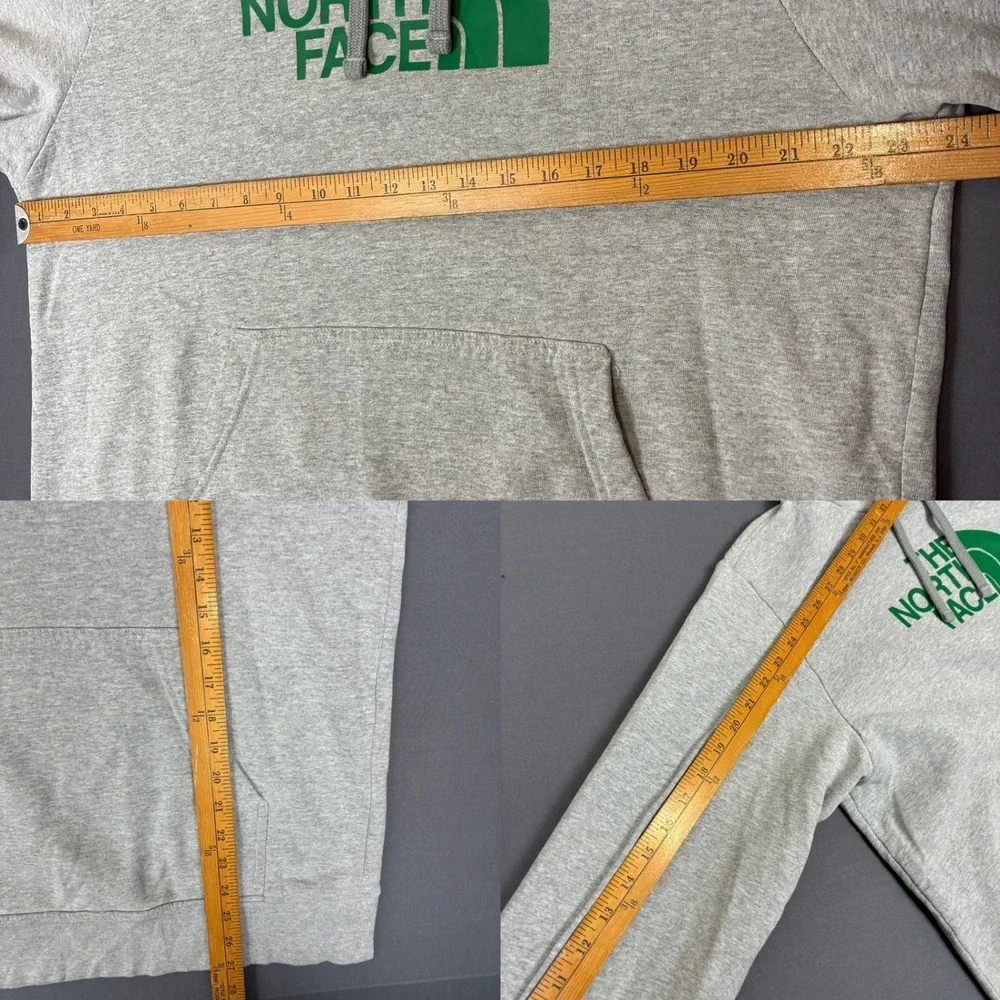 The North Face Gray Half Dome Pullover Hoodie Men's Size Large Green Logo